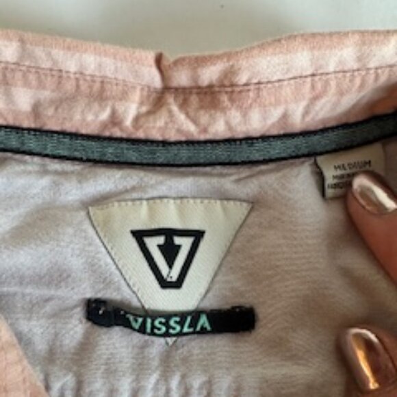 Vissla Pale Pink Stripe SS Dress Shirt - Picture 2 of 2
